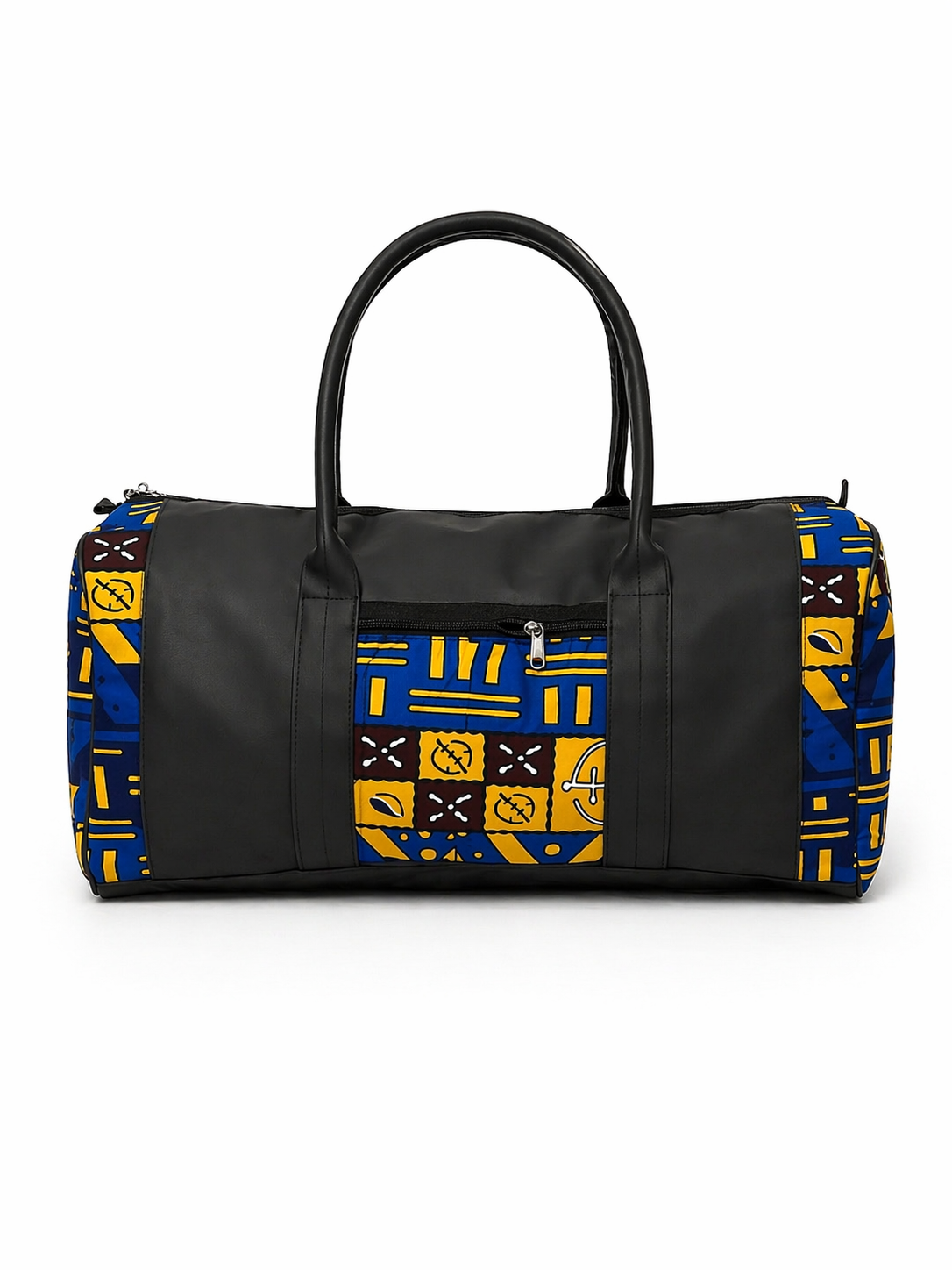 LAKOZO Handmade African Print Travel Duffel Bag – Premium Leather & Ankara Fabric Weekender Bag