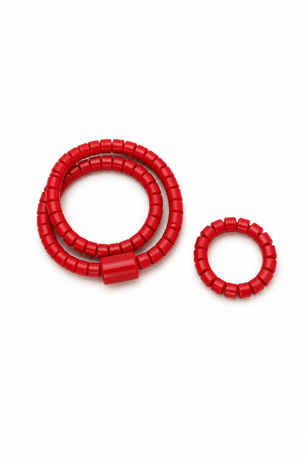 African Red Beads with Bracelet Unisex Igbo Beads Handmade Set