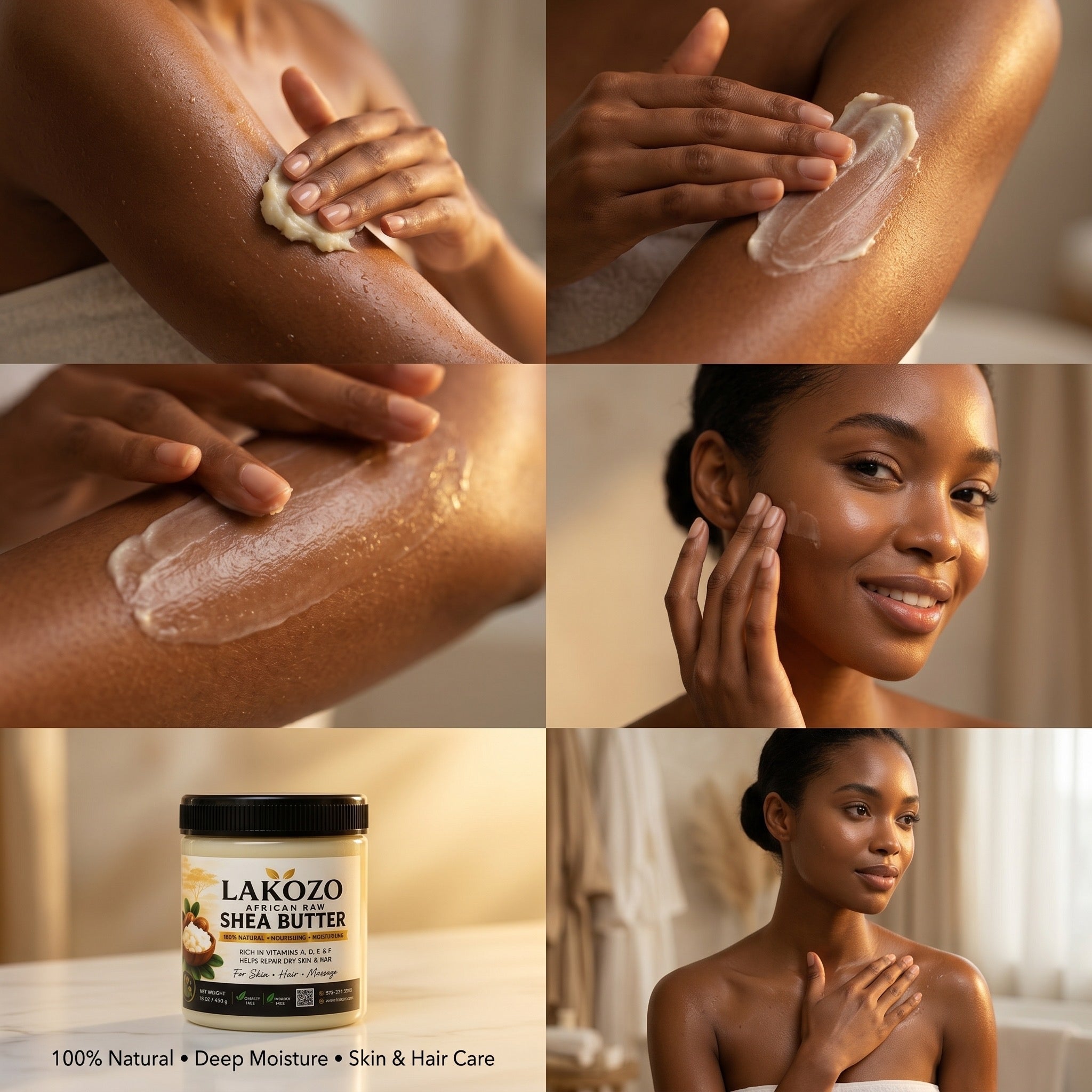 LAKOZO African Raw Shea Butter – 100% Natural Skin, Hair & Body Moisturizer – 16 oz (454g)