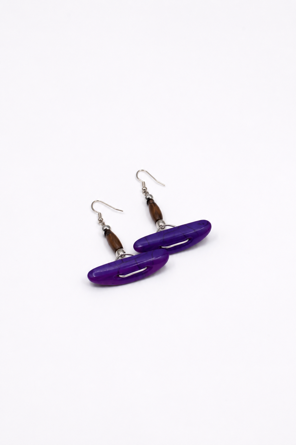 LAKOZO Handmade Purple Stone Drop Earrings – Elegant African Inspired Fashion Jewelry