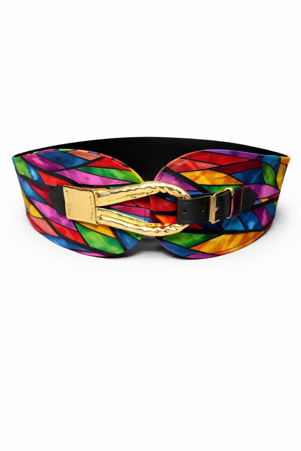 Luxury African Print Wide Waist Belt with Gold Statement Buckle – Bold Ankara Fashion Belt for Women