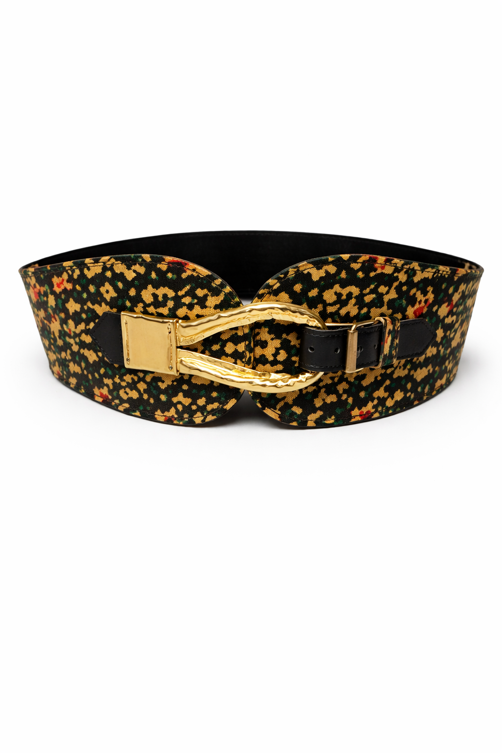 Luxury African Print Wide Waist Belt with Gold Statement Buckle – Bold Ankara Fashion Belt for Women