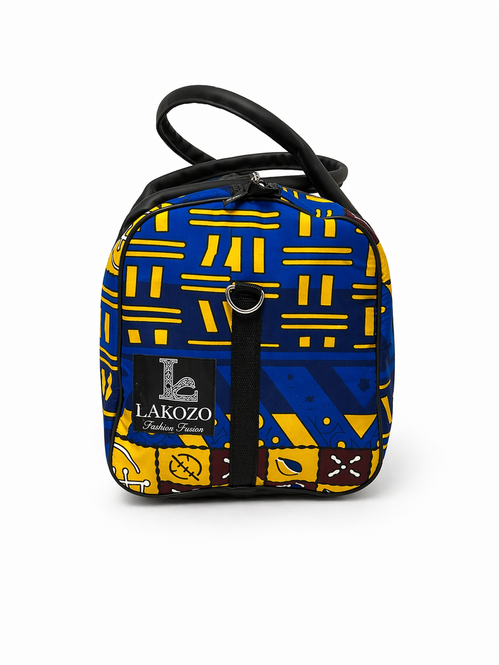 LAKOZO Handmade African Print Travel Duffel Bag – Premium Leather & Ankara Fabric Weekender Bag
