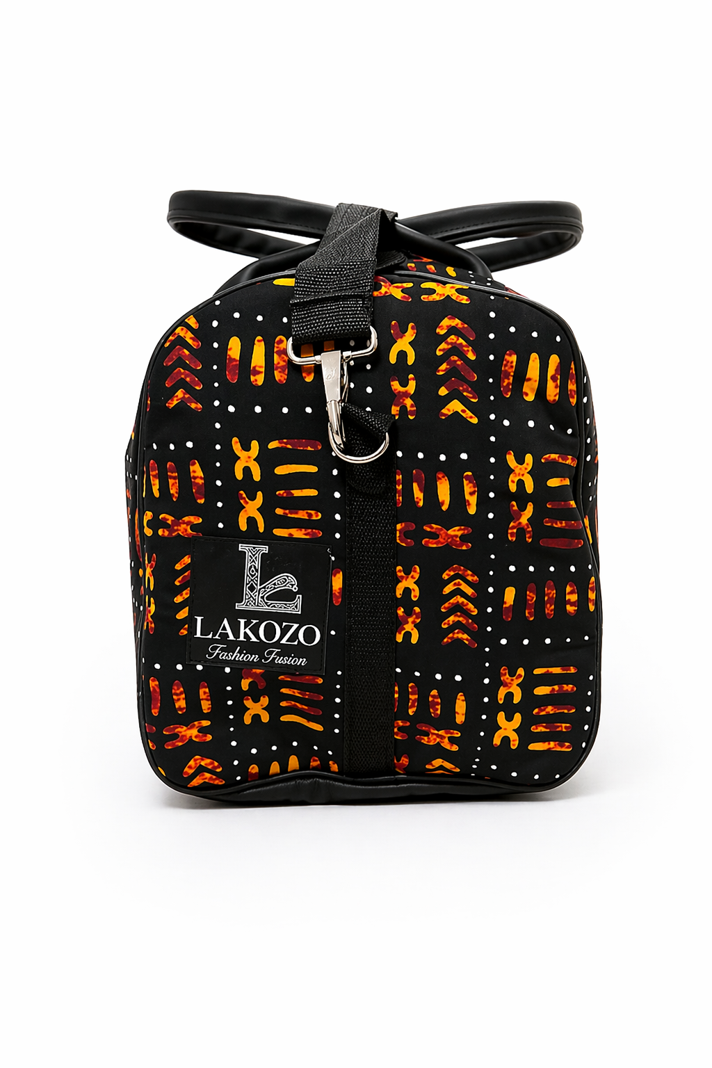 LAKOZO Handmade African Print Travel Duffel Bag – Premium Leather & Ankara Fabric Weekender Bag