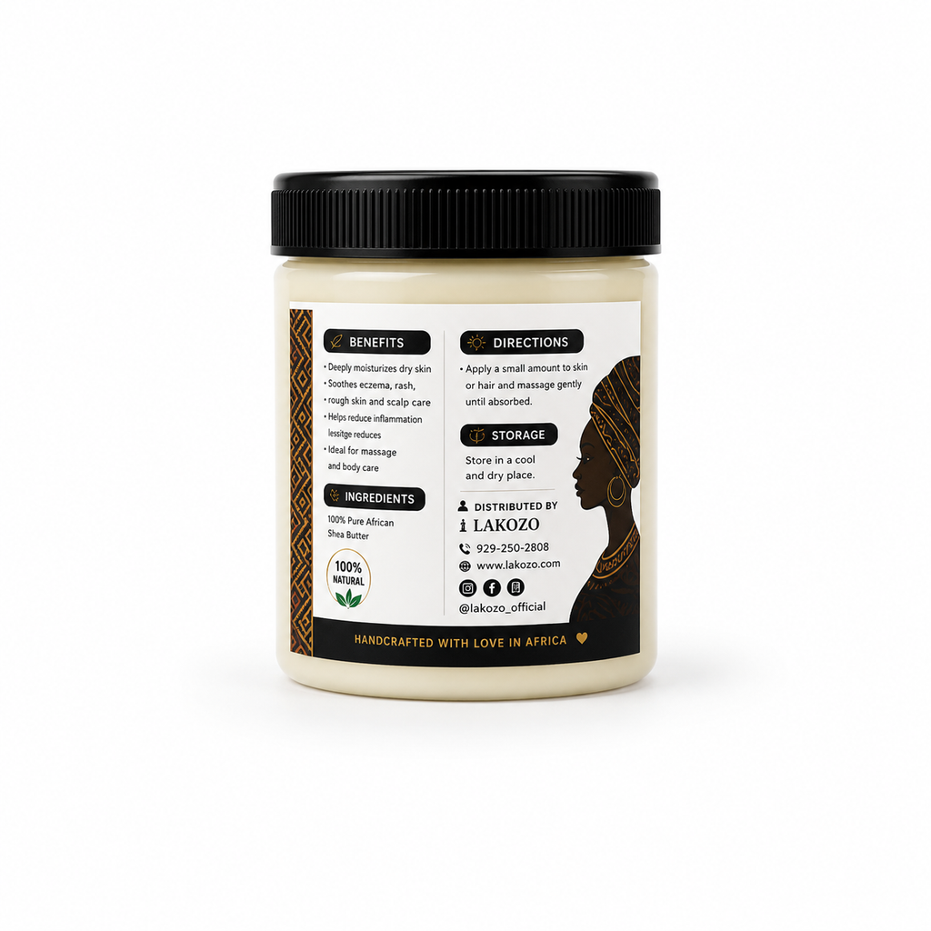 LAKOZO African Raw Shea Butter – 100% Natural Skin, Hair & Body Moisturizer – 16 oz (454g)