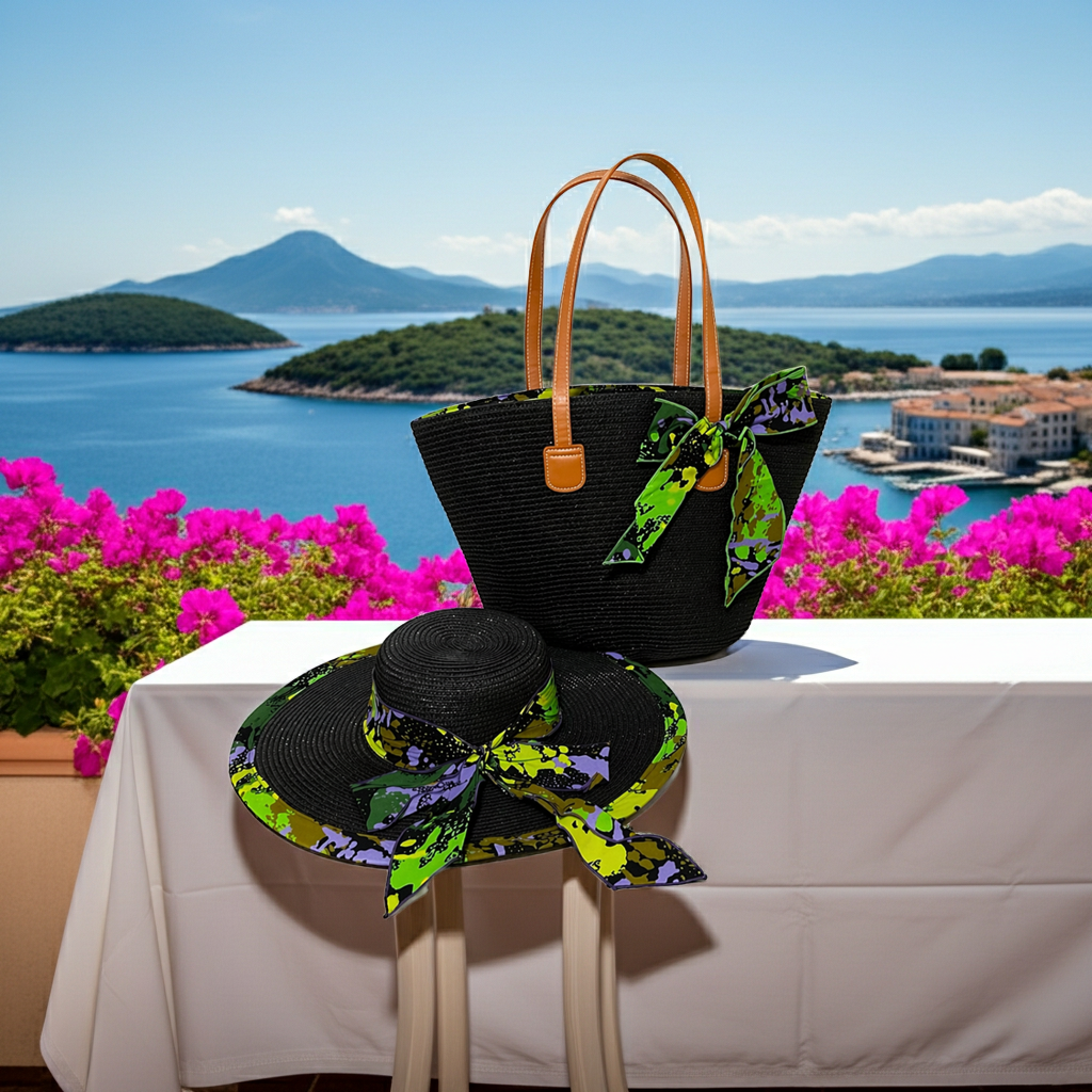 Luxury African Print Hat & Tote Bag Set – Stylish Summer Matching Set