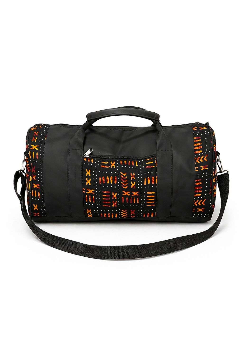 LAKOZO Handmade African Print Travel Duffel Bag – Premium Leather & Ankara Fabric Weekender Bag