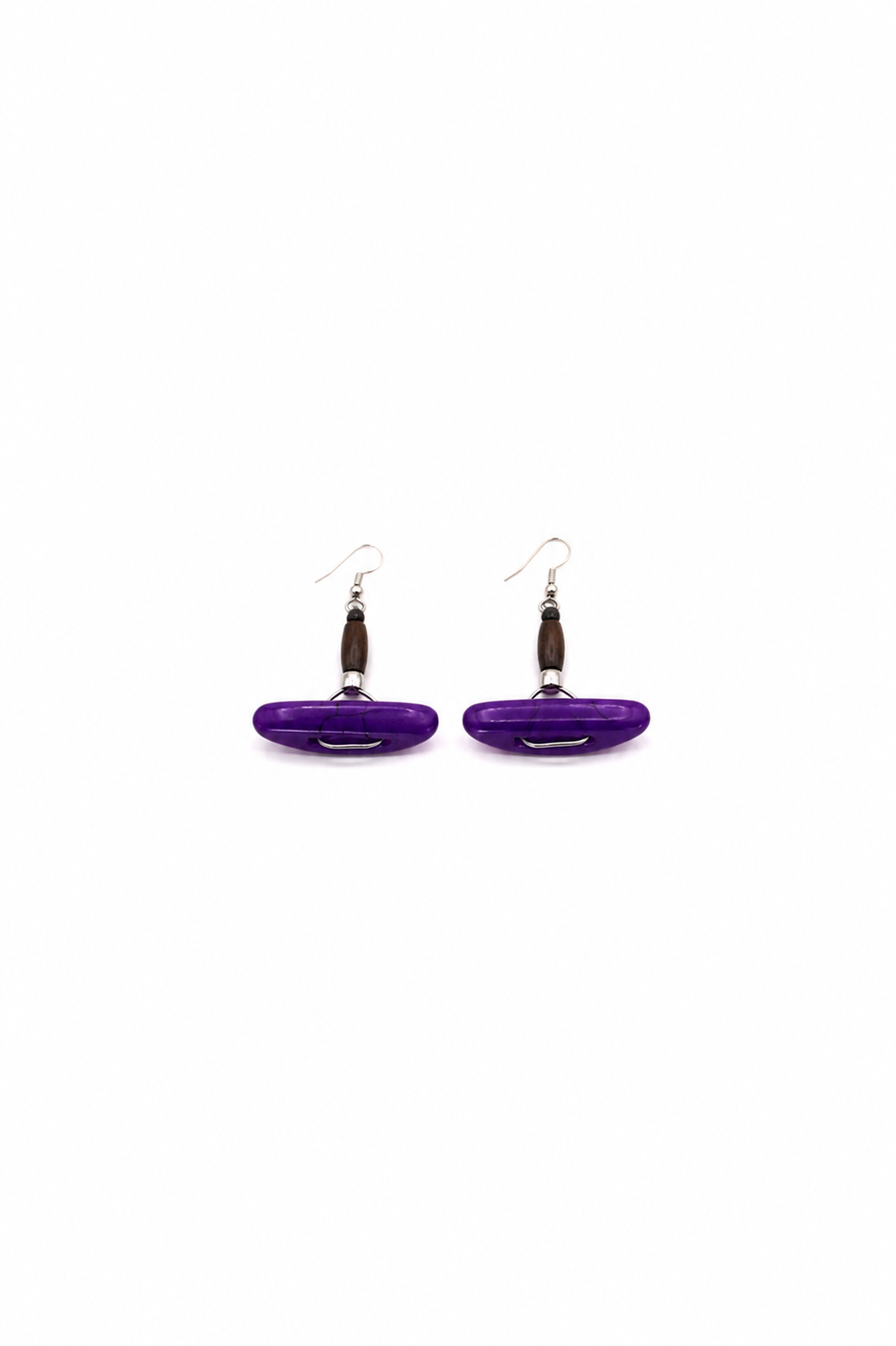LAKOZO Handmade Purple Stone Drop Earrings – Elegant African Inspired Fashion Jewelry