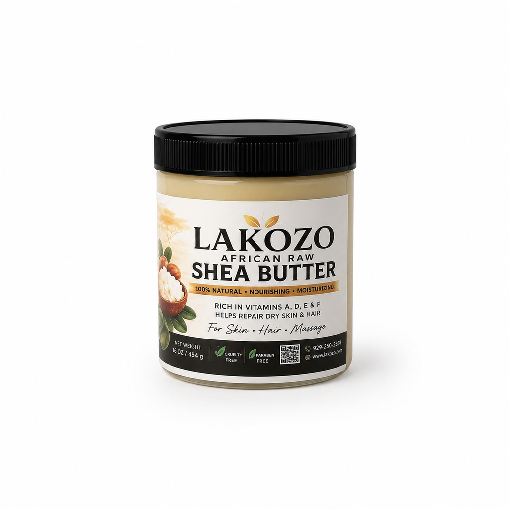 LAKOZO African Raw Shea Butter – 100% Natural Skin, Hair & Body Moisturizer – 16 oz (454g)