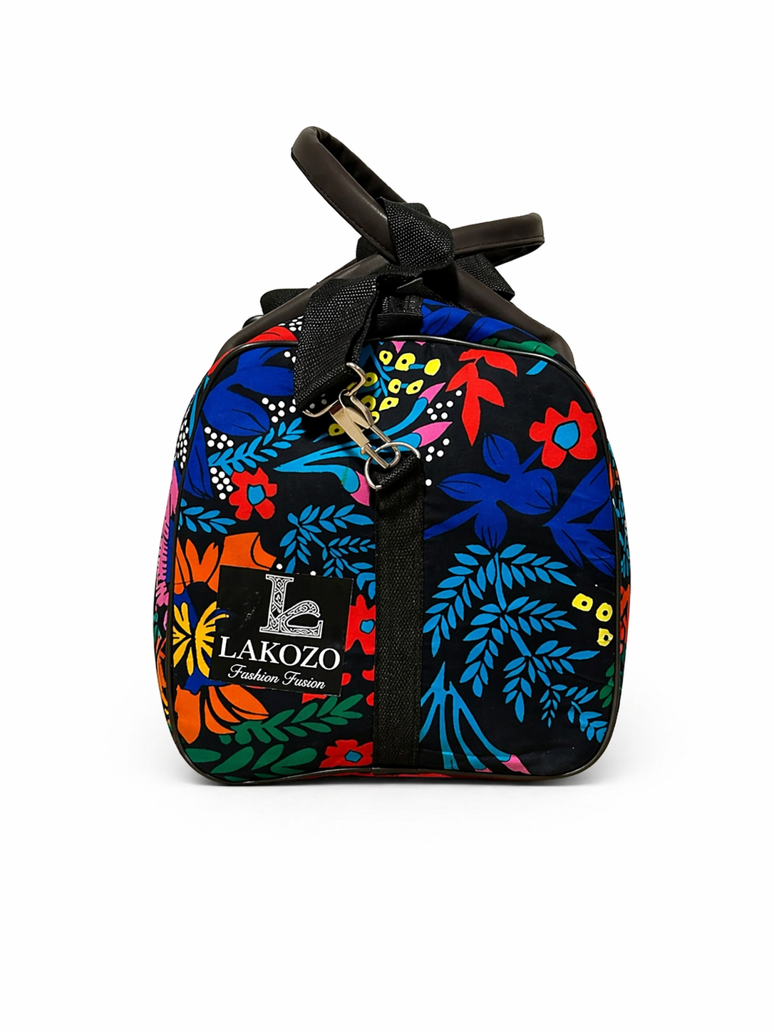 LAKOZO Handmade African Print Travel Duffel Bag – Premium Leather & Ankara Fabric Weekender Bag