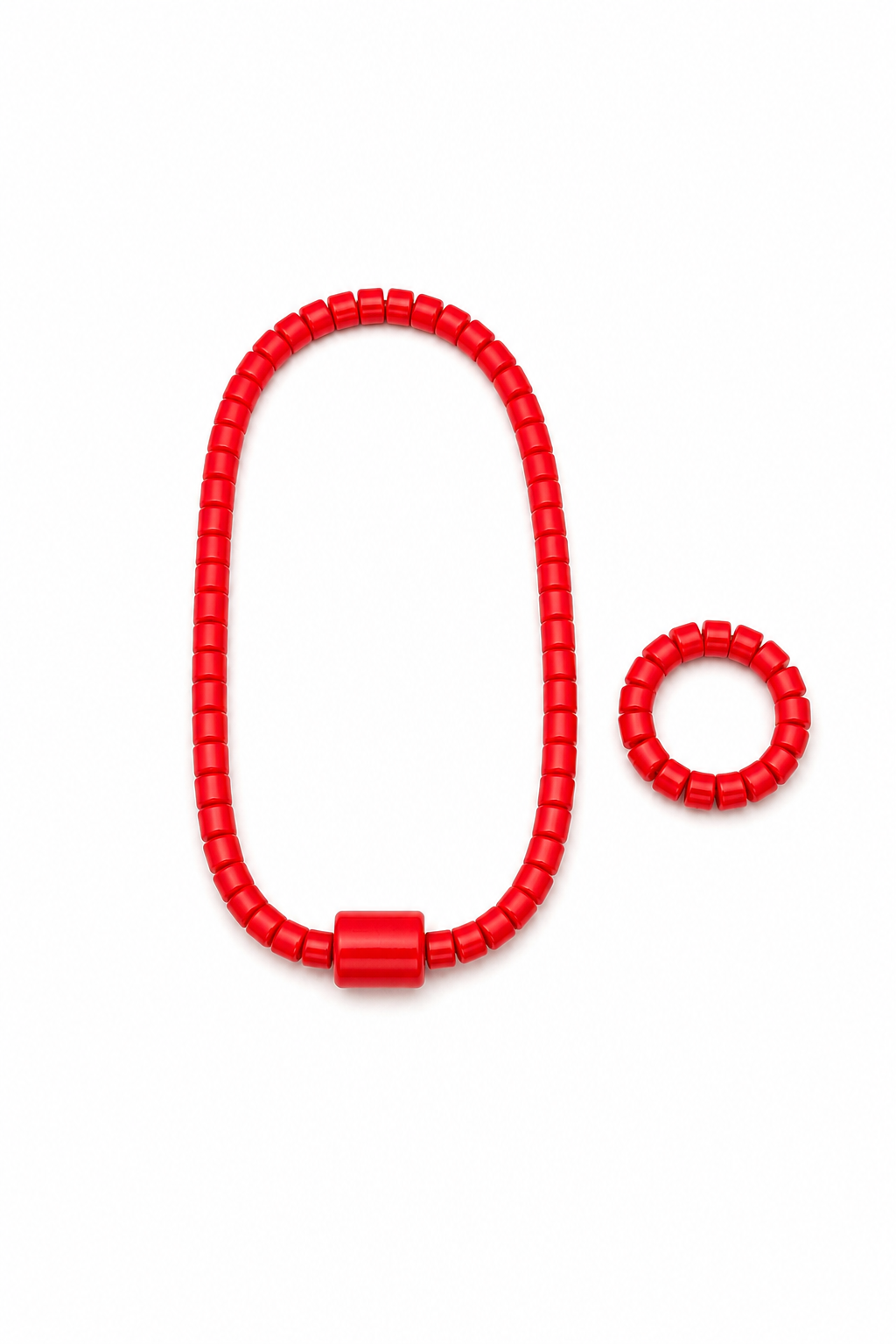 African Red Beads with Bracelet Unisex Igbo Beads Handmade Set