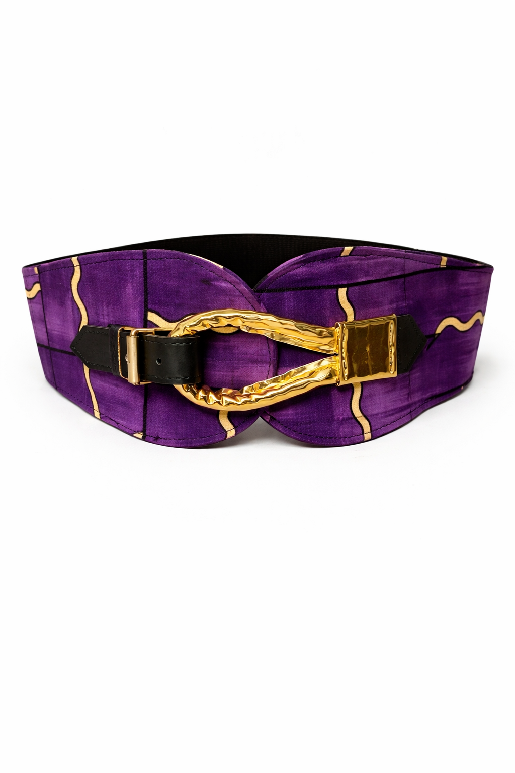 Luxury African Print Wide Waist Belt with Gold Statement Buckle – Bold Ankara Fashion Belt for Women