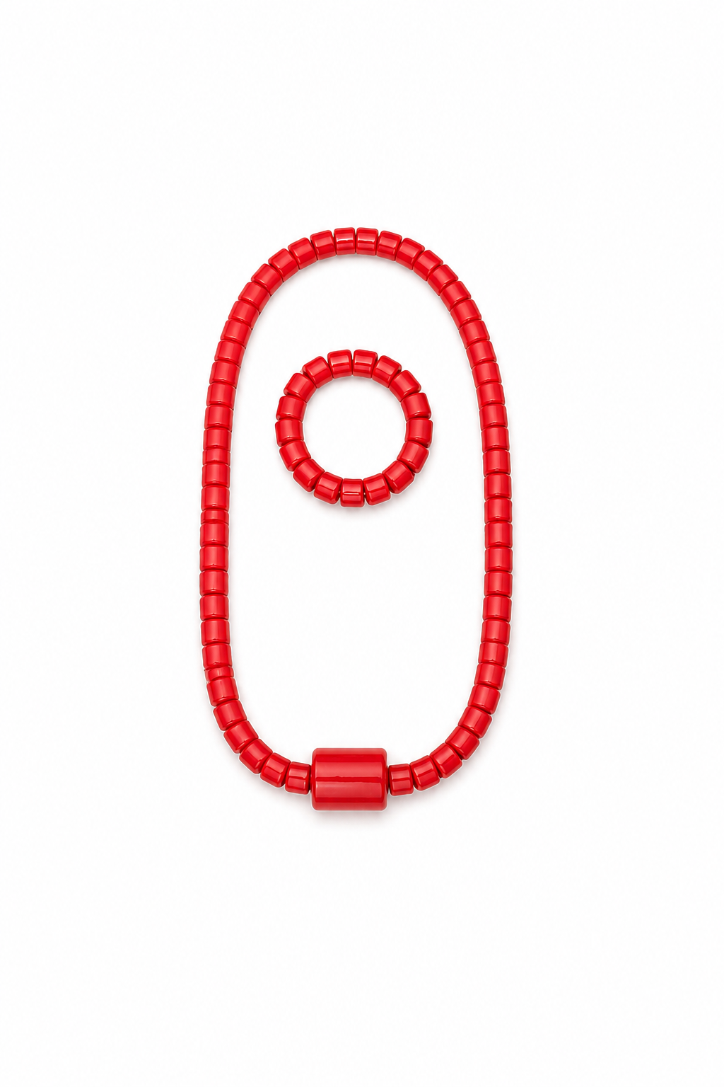 African Red Beads with Bracelet Unisex Igbo Beads Handmade Set