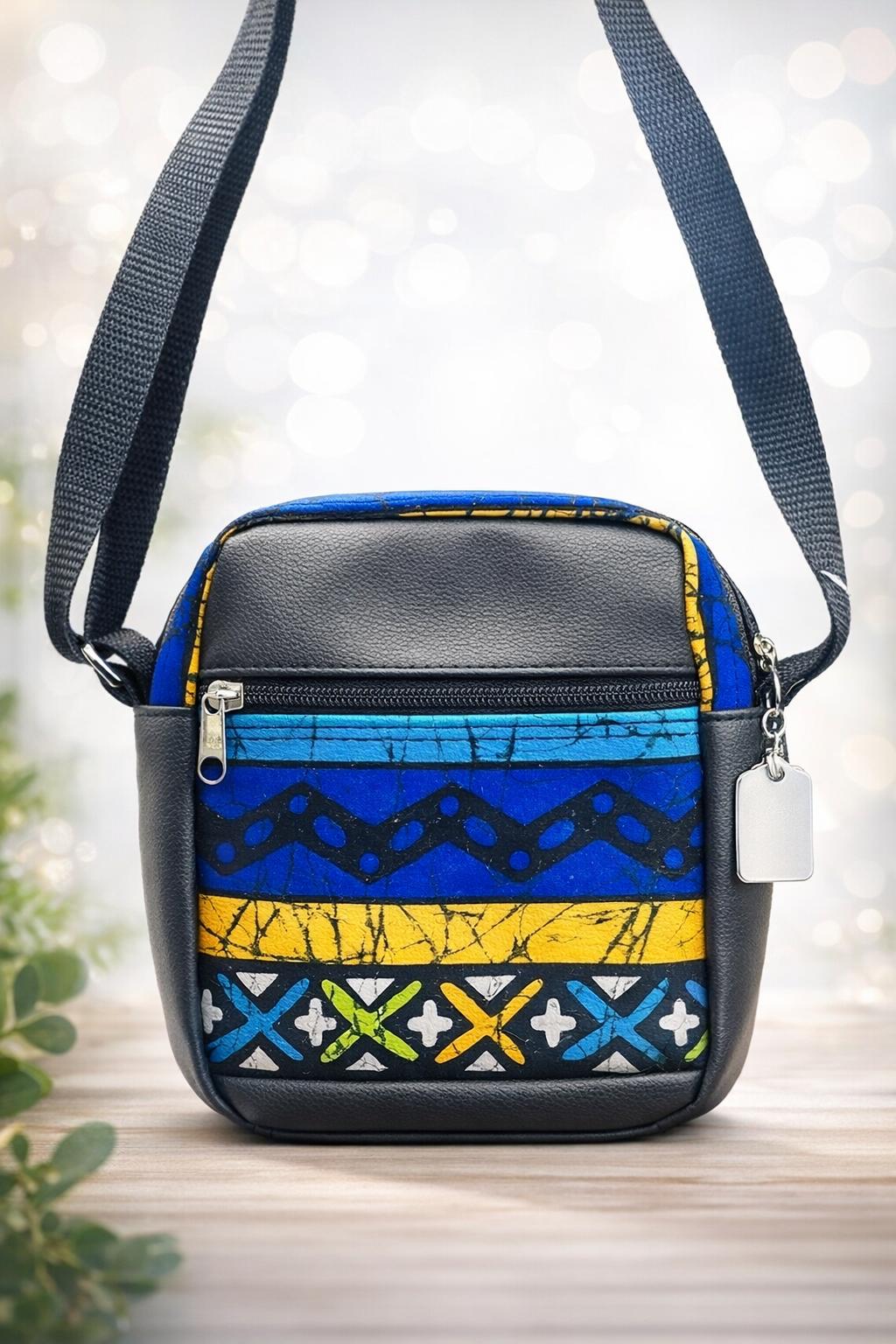 Vibrant Blue & Yellow Crossbody Bag with Adjustable Strap Unisex One Size