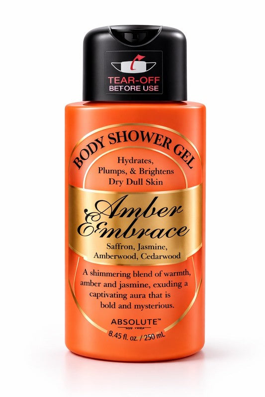 Amber Embrace Luxury Body Care Trio – Shower Gel, Sugar Scrub & Body & Hair Mist Gift Set