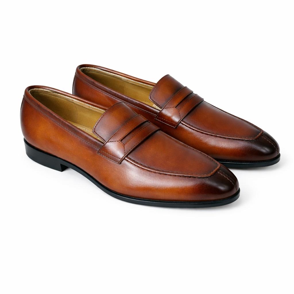 Elegant Italian-Style Brown Penny Loafers – Formal & Smart Casual