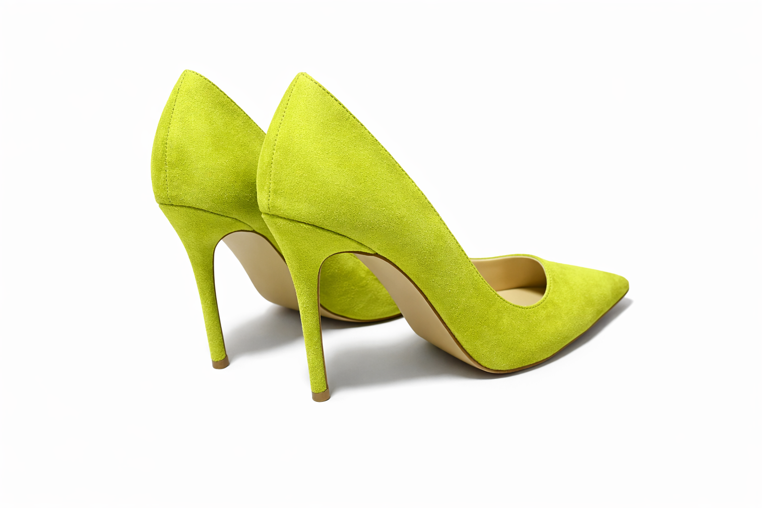 Elegant Lime Green Suede Pointed Toe Stiletto Pumps – Women’s High Heels Size 10