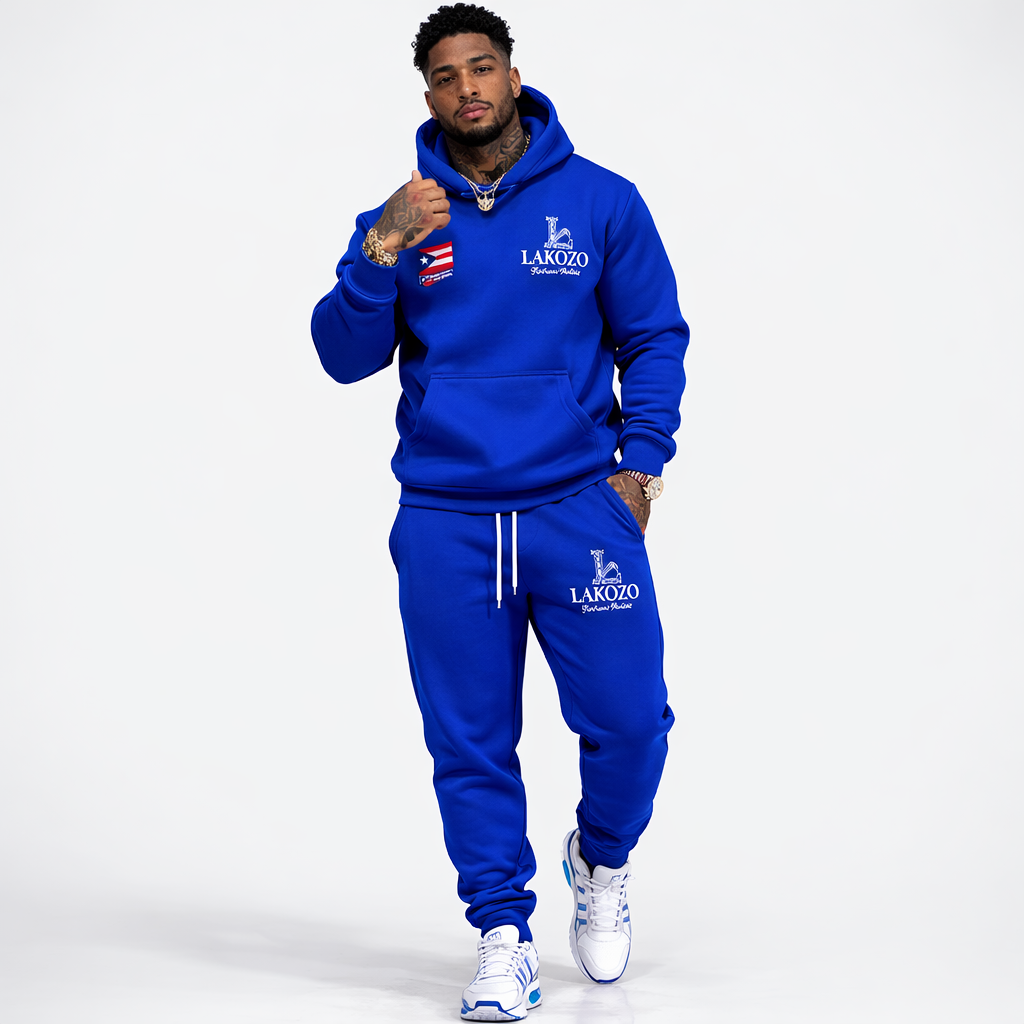 LAKOZO Royal Blue Premium Hoodie & Jogger Set – Unisex Streetwear Tracksui