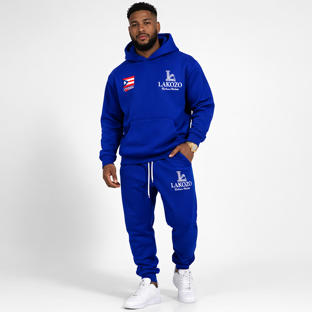 LAKOZO Royal Blue Premium Hoodie & Jogger Set – Unisex Streetwear Tracksui