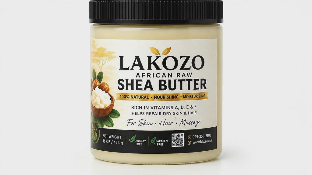 LAKOZO African Raw Shea Butter – 100% Natural Skin, Hair & Body Moisturizer – 16 oz (454g)